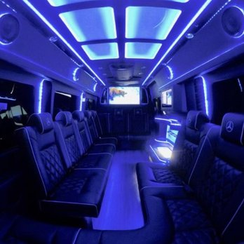 Supplied limousine interior with illuminated ceiling